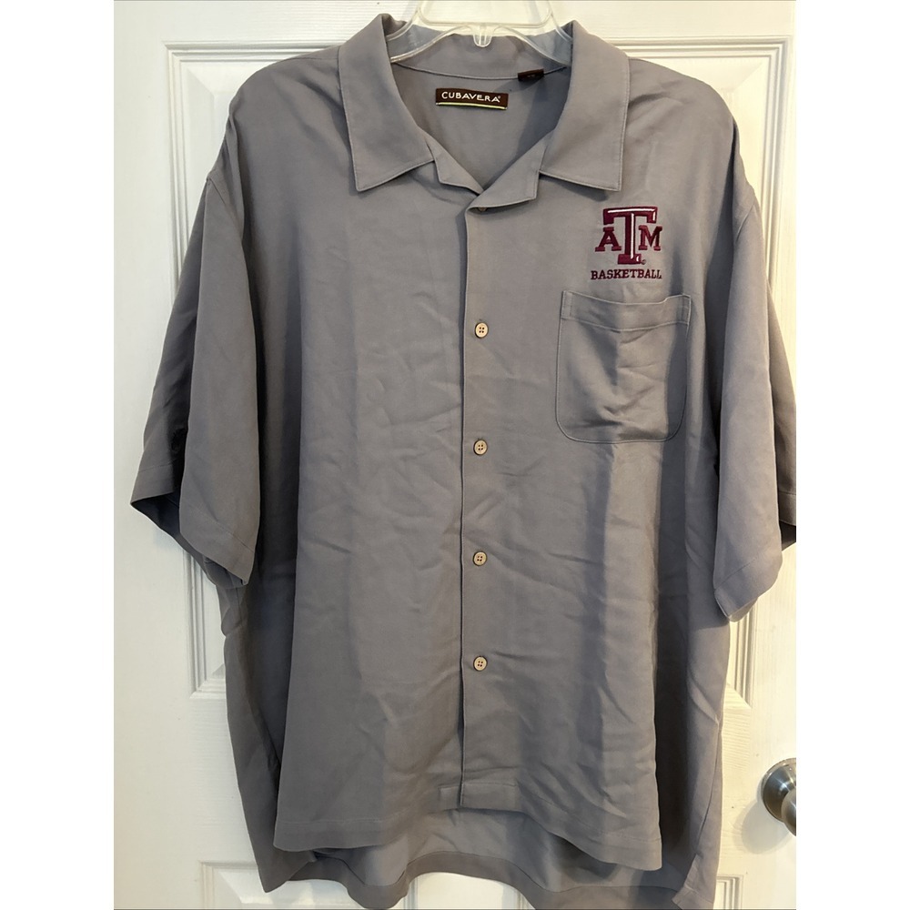 CUBAVERA Texas A&M Basketball‎ Mens XL Short Sleeve Button Down Shirt Gray